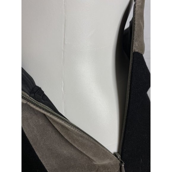 Kenneth Cole Mini Skirt Black Grey Wool Velvet Like Block 6 Above Knee Zips - Picture 4 of 12